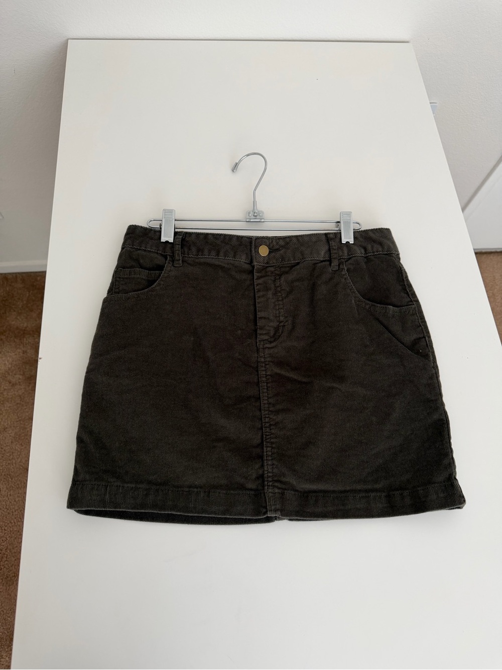 BDG Dark Green Corduroy A-Line Mini Skirt